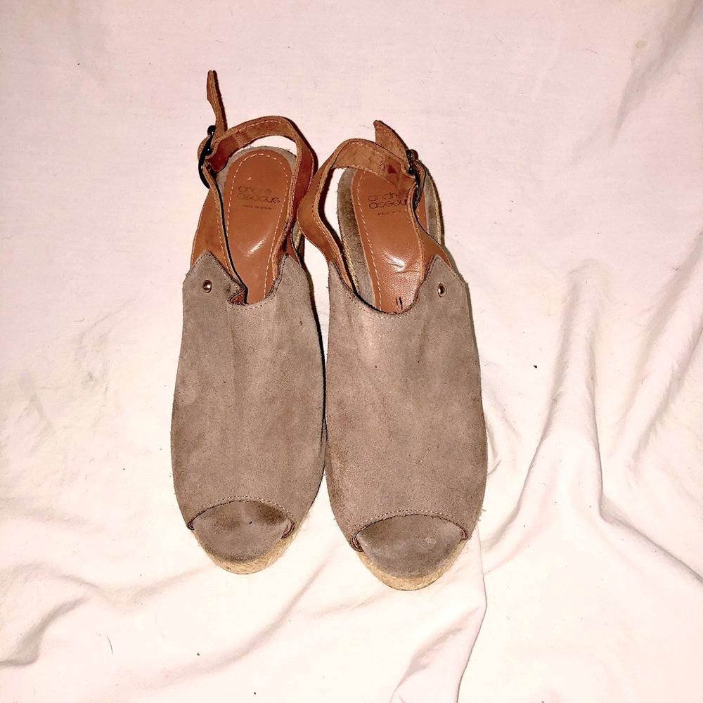 Tan wedge heels